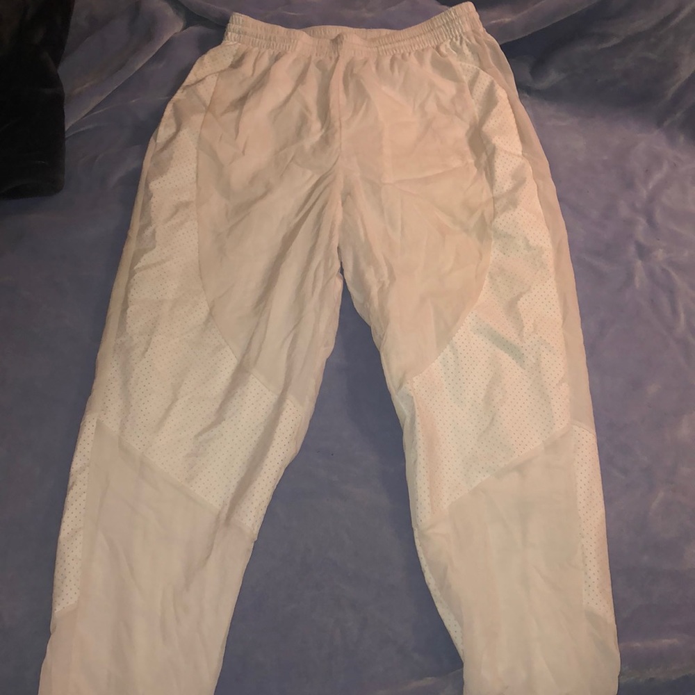 White active windbreaker sweats